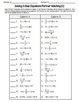 Multi Step Equations Worksheet Algebra 2