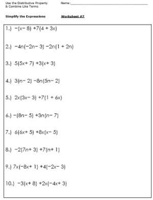 Algebraic Fractions Worksheet Grade 7