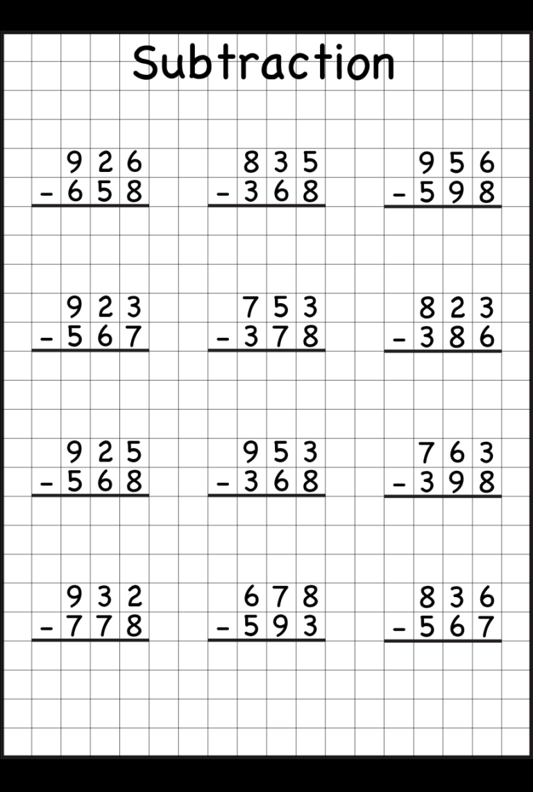 Subtraction With Regrouping Worksheets Free Printable