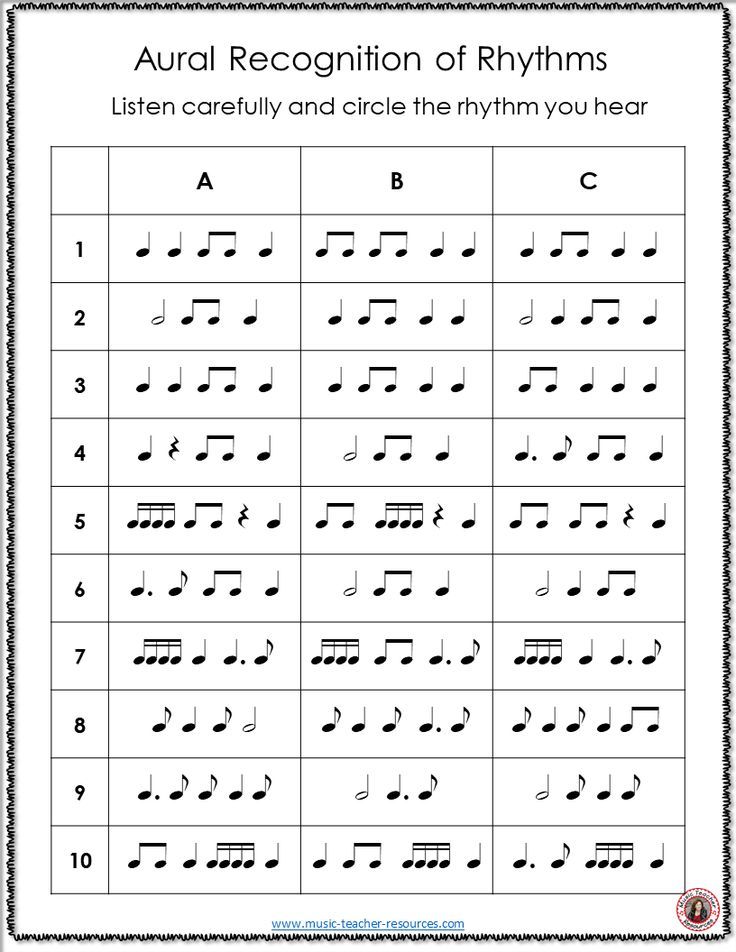 Music Worksheets For 3rd Grade