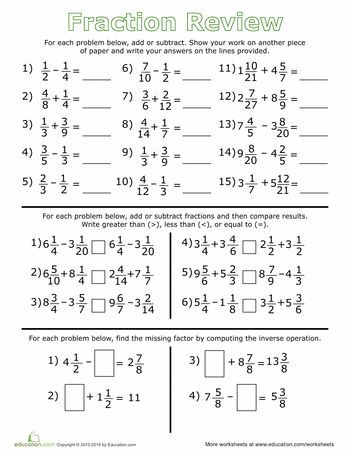 Fractions Worksheets Grade 5 Pdf With Answers