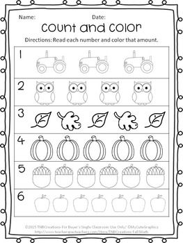 Preschool Math Worksheets Fall