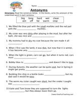 Antonyms Worksheets For Grade 2