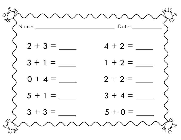 Simple Math Worksheets Printable