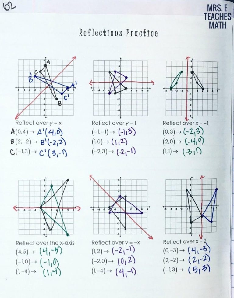 Geometry Transformations Worksheet Answers