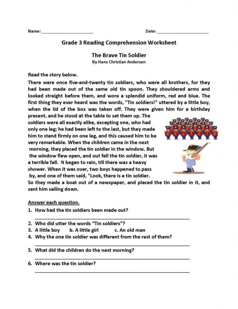 Comprehension English Worksheets For Grade 1 Pdf