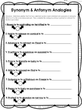 Antonyms Worksheets Pdf