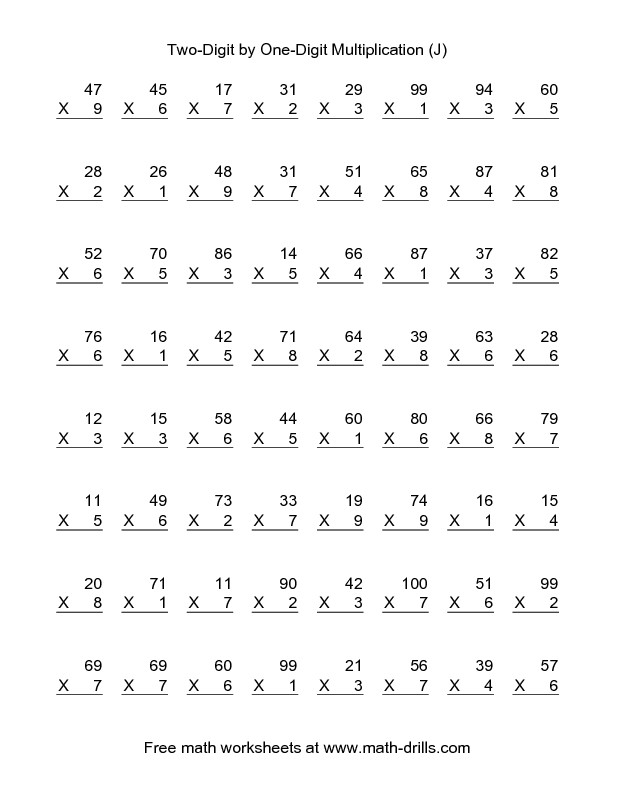 Double Digit Multiplication Worksheets Printable