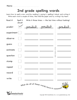 Spelling Practice Worksheets For 2nd Grade