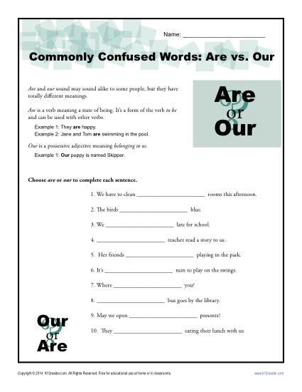 Commonly Confused Words Worksheet 1 Answer Key