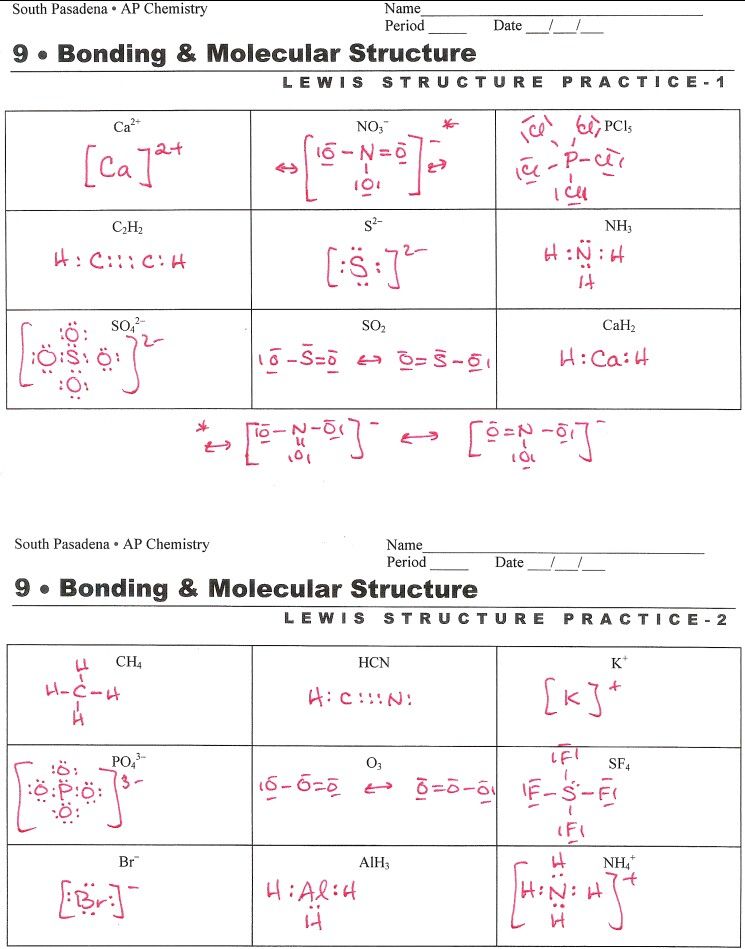 Covalent Compounds Lewis Dot Structure Worksheet