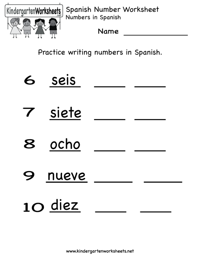 Spanish Numbers Worksheets For Kindergarten