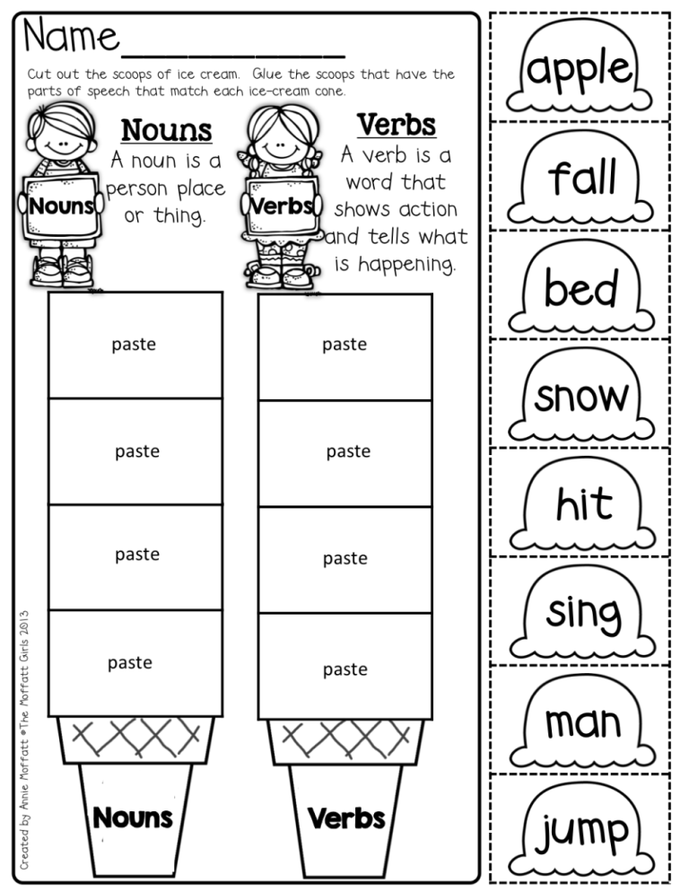 Noun Verb Adjective Worksheet Pdf