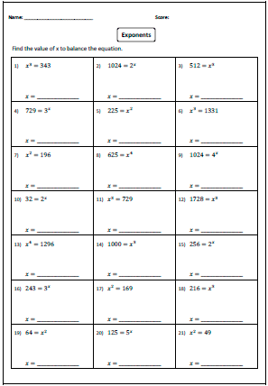 Solving Exponential Equations Worksheet