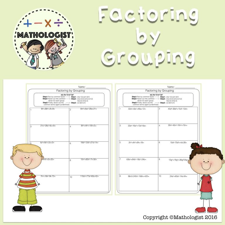 Factoring By Grouping Worksheets