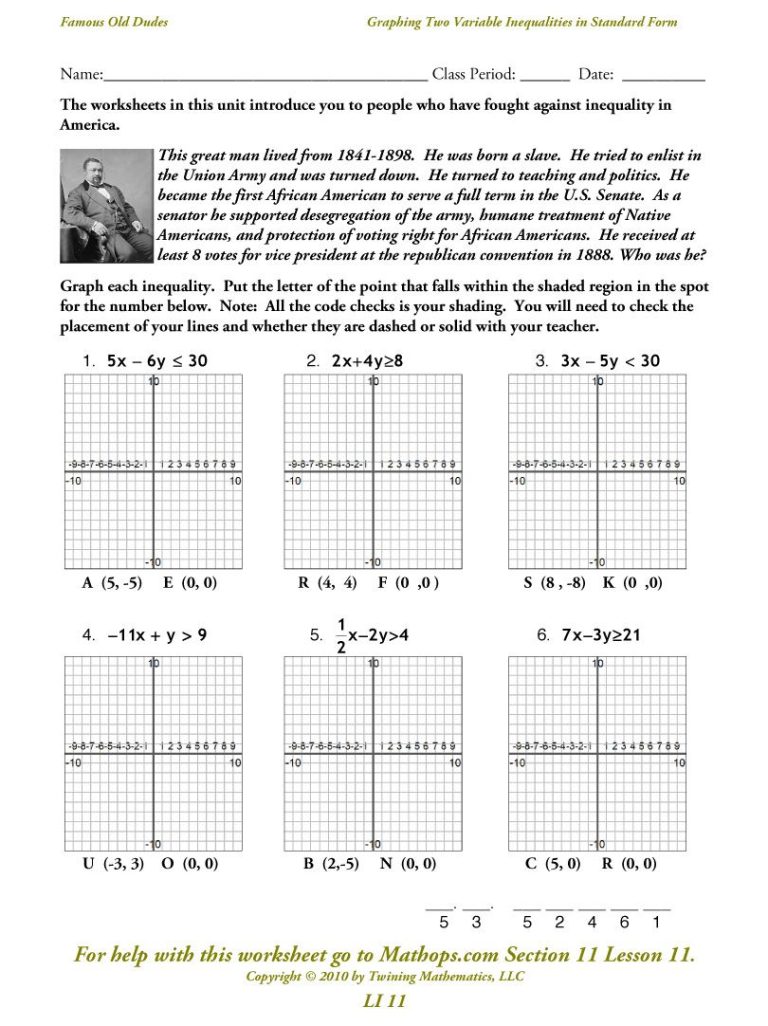 Linear Inequalities Worksheet