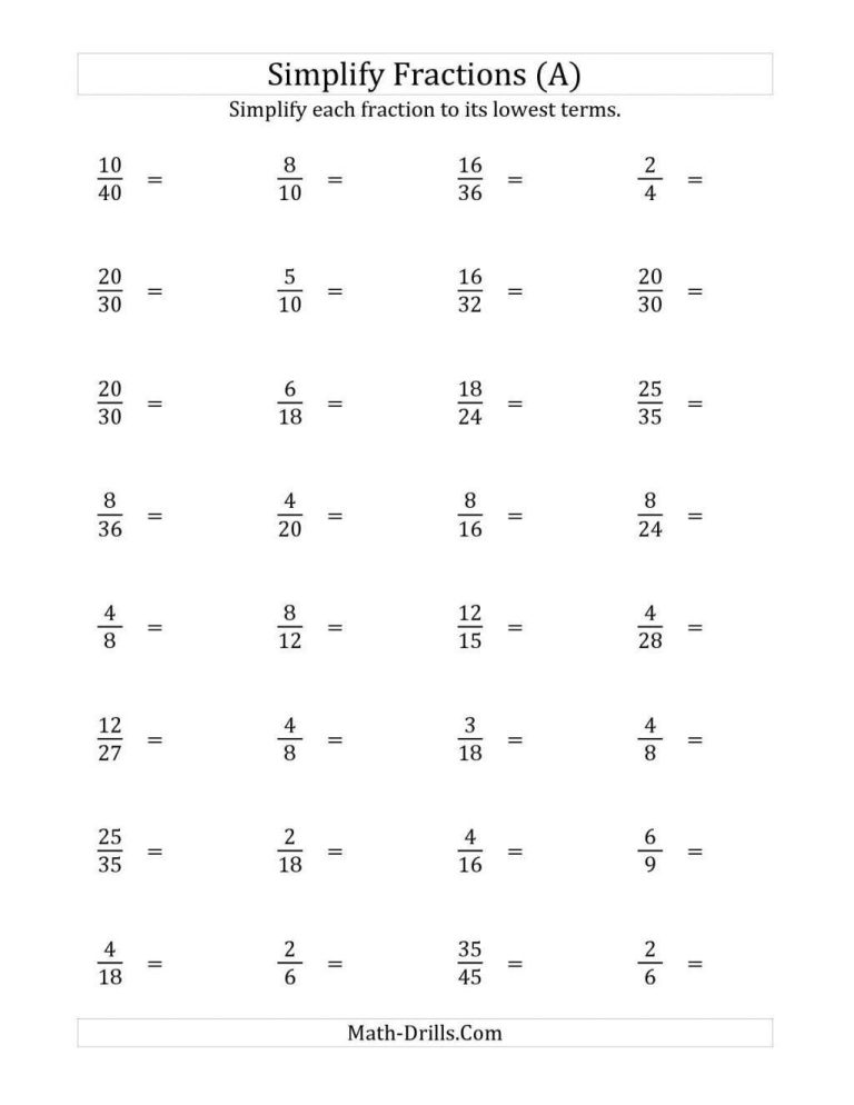 Simplifying Ratios With Fractions Worksheet