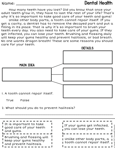 Main Idea And Supporting Details Worksheets 3rd Grade