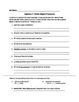 Object Pronouns Worksheet With Answers