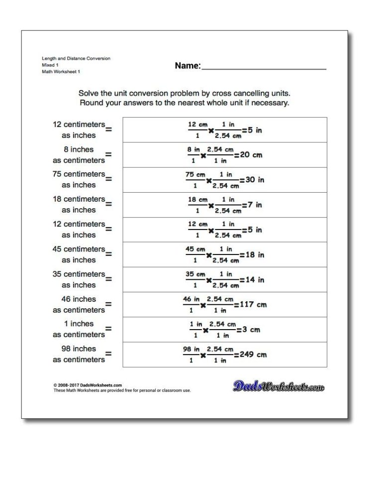 Unit Conversion Worksheet Chemistry