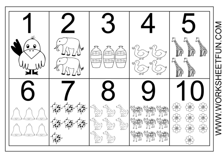 Number Worksheets For Kindergarten 1-10