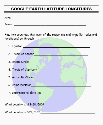 Latitude And Longitude Worksheets 7th Grade