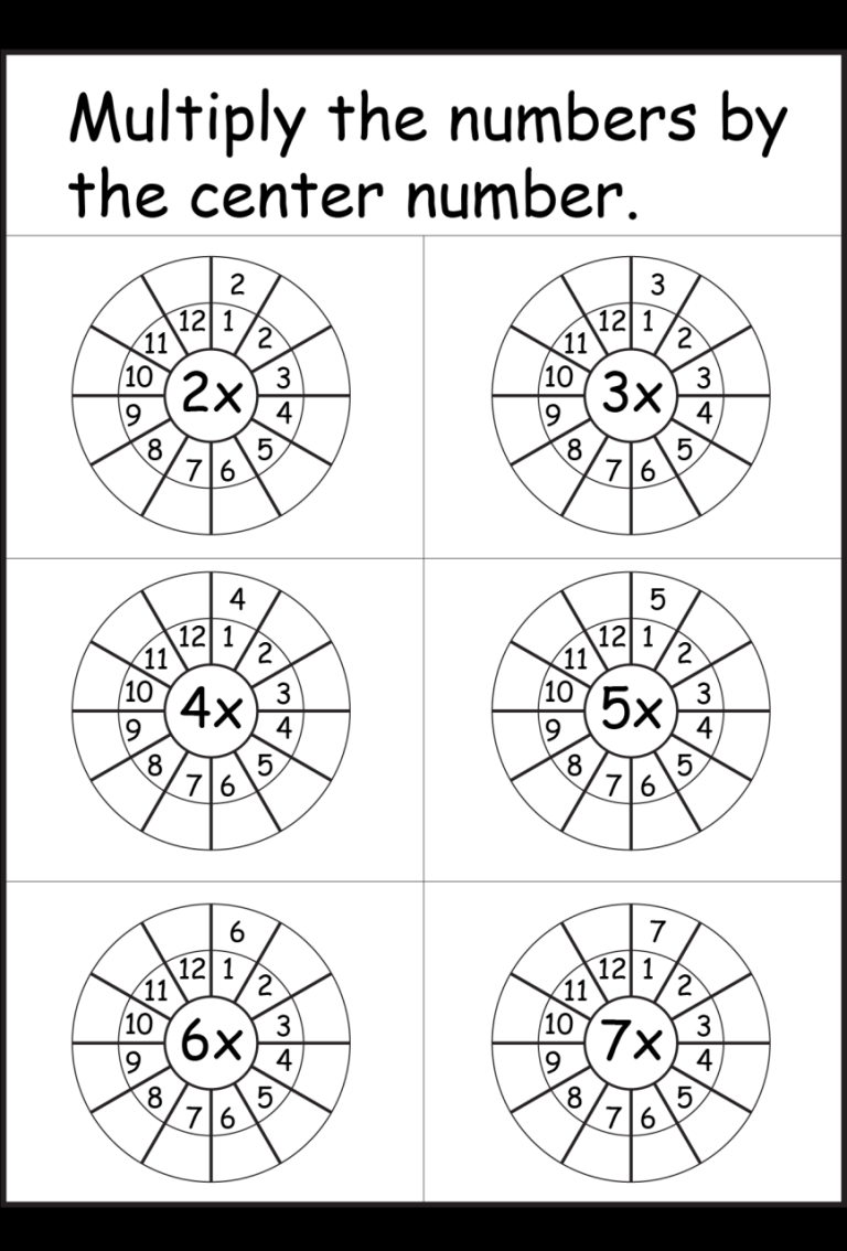 Multiplication Worksheets 2 3 4 5 6