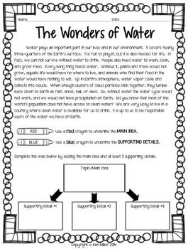 Main Idea Multiple Choice Worksheets 6th Grade