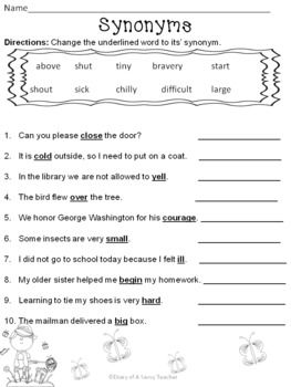 Synonyms And Antonyms Worksheet For Grade 3