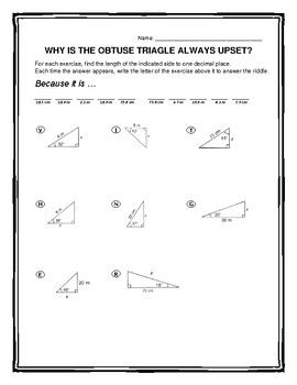 Solving Right Triangles Practice Worksheet