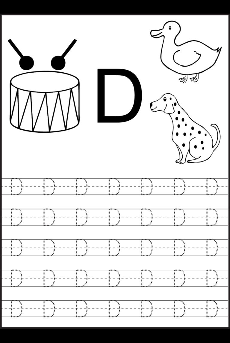 Uppercase Letter D Tracing Worksheets