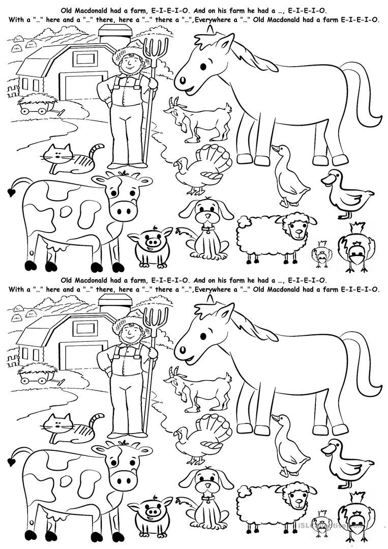 Farm Animals Worksheet For Kindergarten Pdf