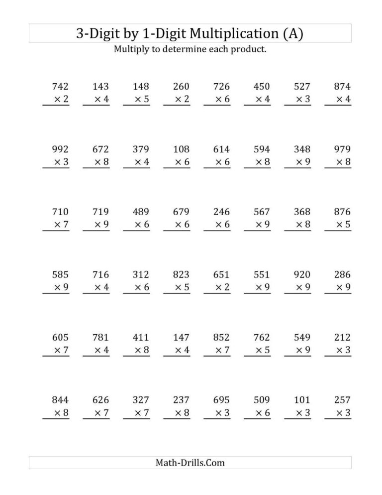 2 Digit Multiplication Worksheets Grade 3