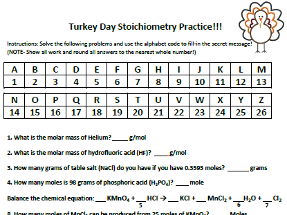 Chemistry Stoichiometry Practice Worksheet