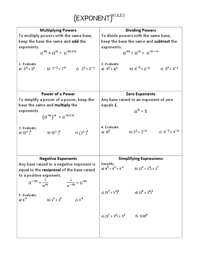 Pdf Simplifying Exponents Worksheet