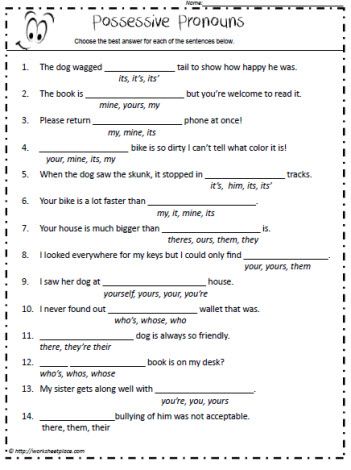 Pronouns Worksheet With Answers For Class 5