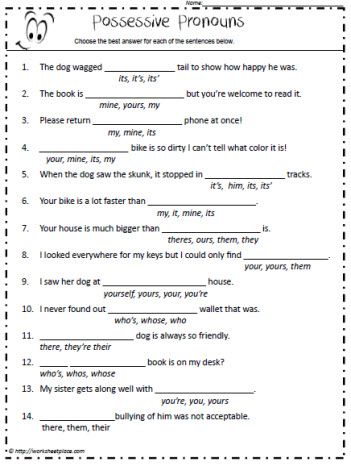 Grade 4 Pronouns Worksheet With Answers