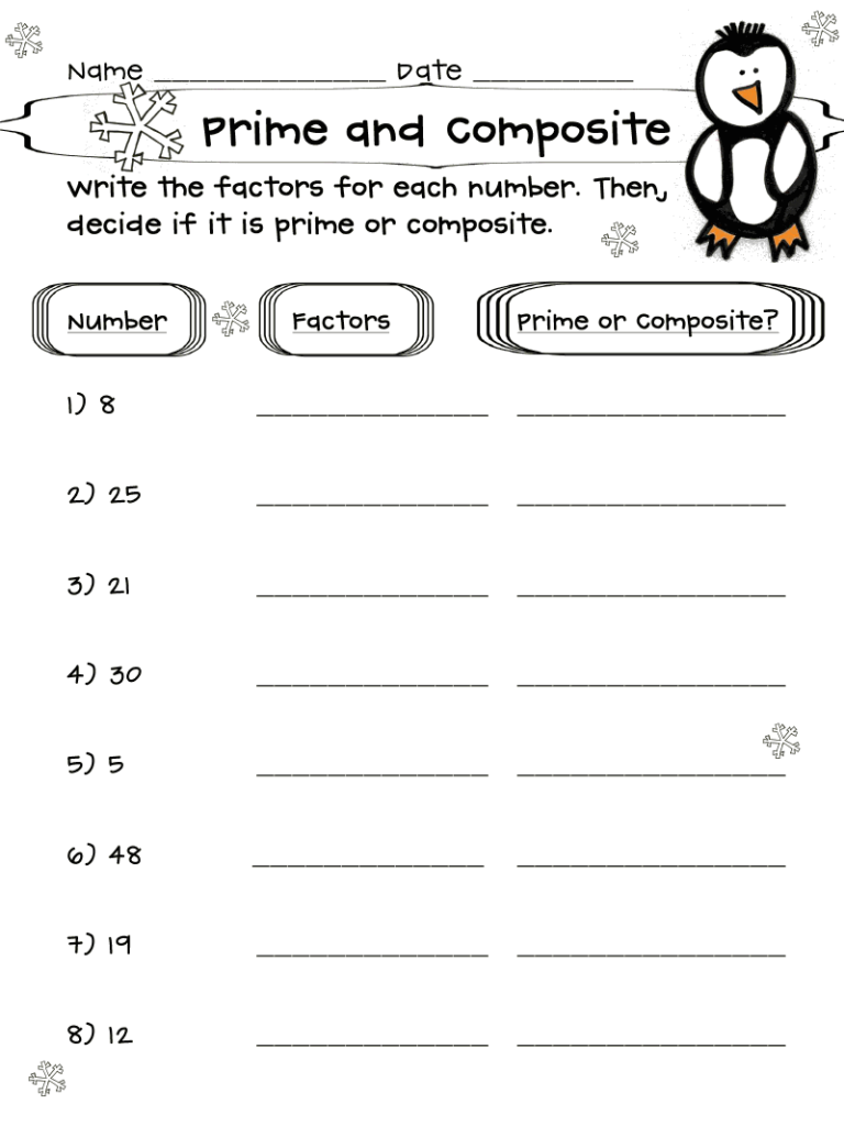 Prime Numbers Worksheet With Answers