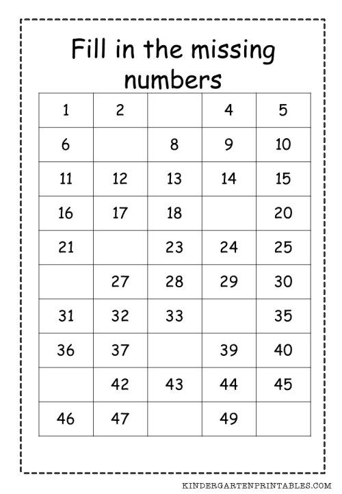 Counting Worksheets For Kindergarten 1-50