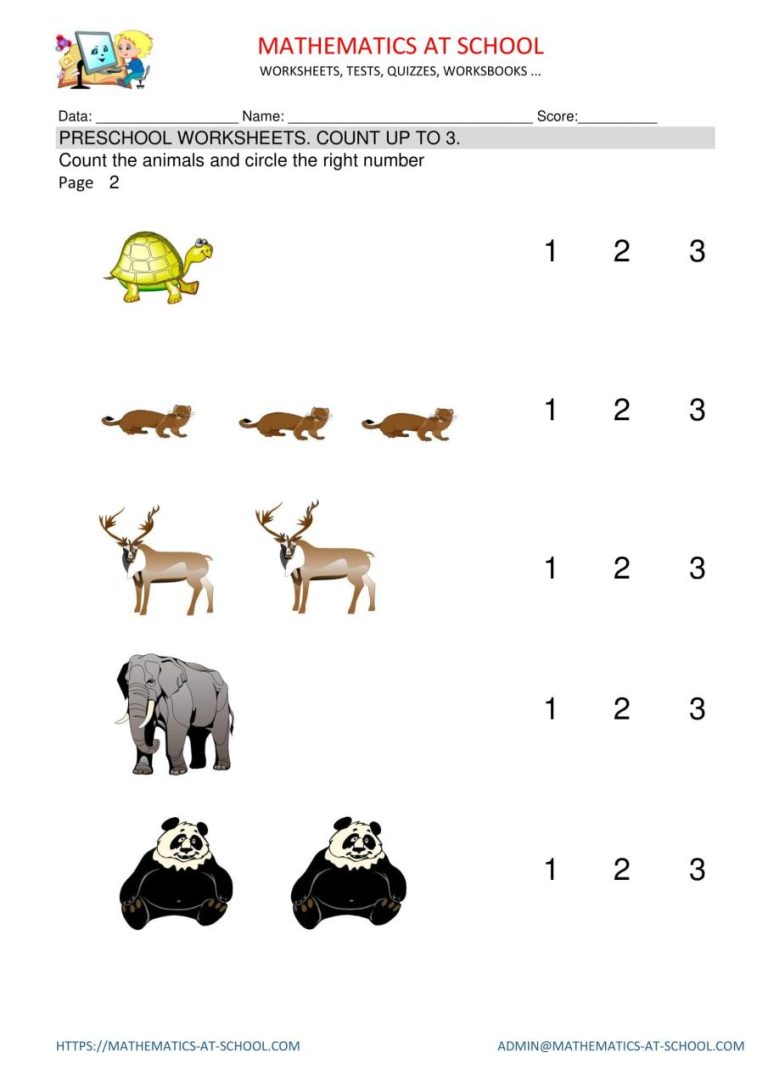 Preschool Kindergarten Math Worksheets Pdf