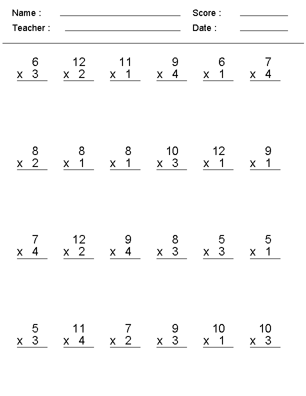 Basic Multiplication Worksheets With Pictures