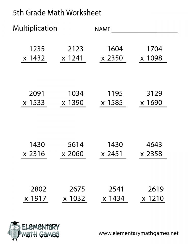 Homework Sheets For 5th Grade