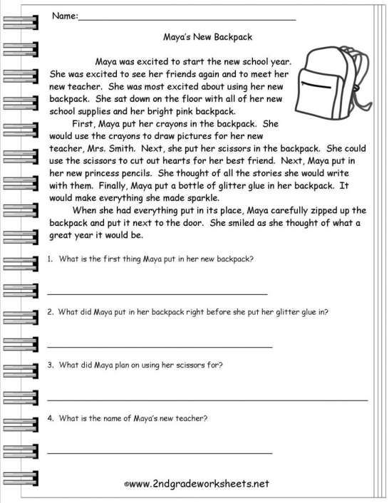 Printable Reading Comprehension Worksheets 3rd Grade