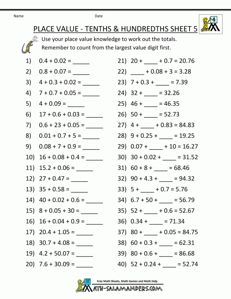 Year 5 Maths Worksheets Uk