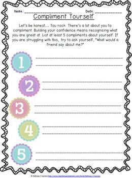 Self Esteem Worksheets For Tweens