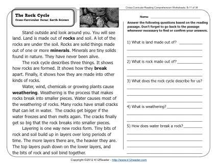 Rock Cycle Worksheets Free Printable