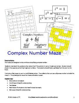 Imaginary Numbers Worksheet