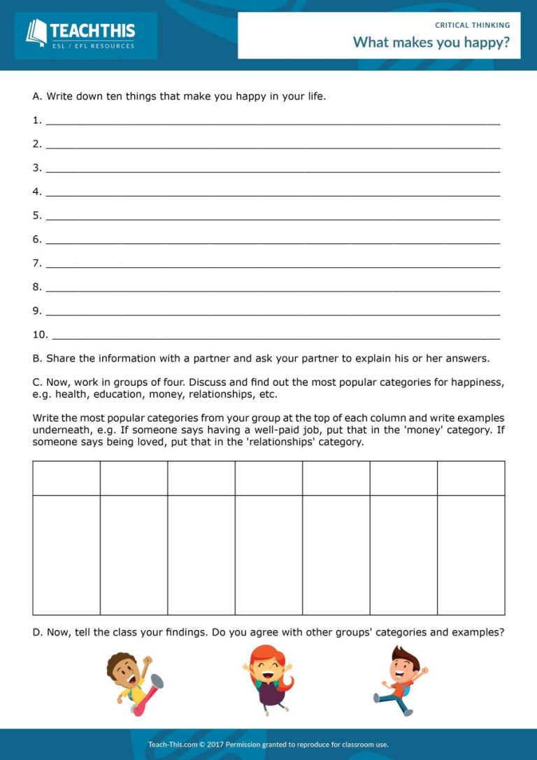 Critical Thinking Worksheets Pdf