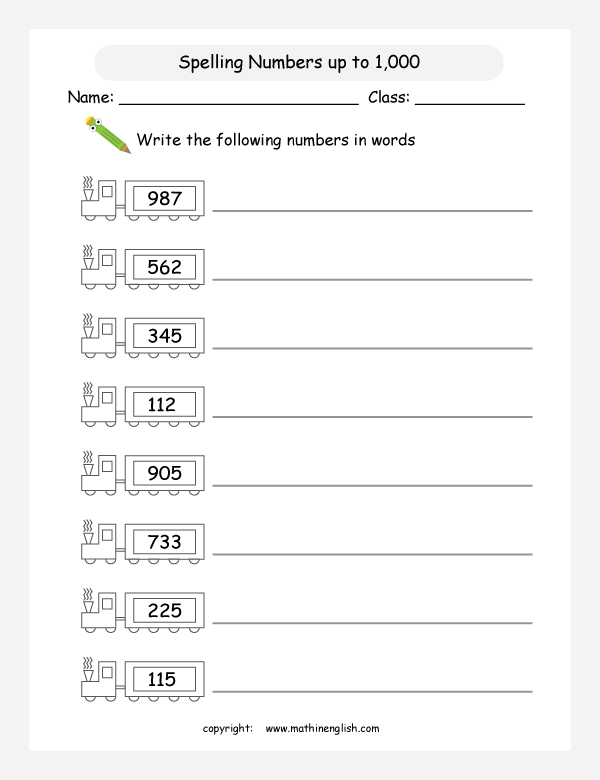 Number Names Worksheet For Grade 2