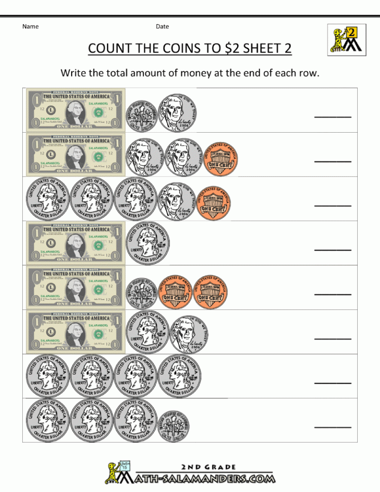 Printable Money Worksheets Grade 4